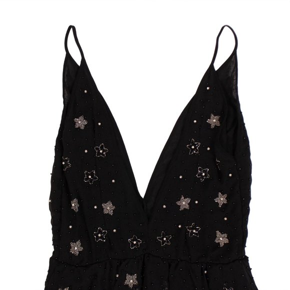 AMIRI Black Asymmetrical Deep V Bead Silk Long Dress Size 4/40 $1990 - Picture 5 of 6